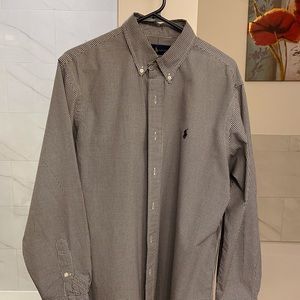 Men’s Polo Black White Dress Shirt Large